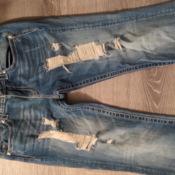 Miss Me Distressed Boot Angel Wing Jeans Size 33 - Picture 2 of 8